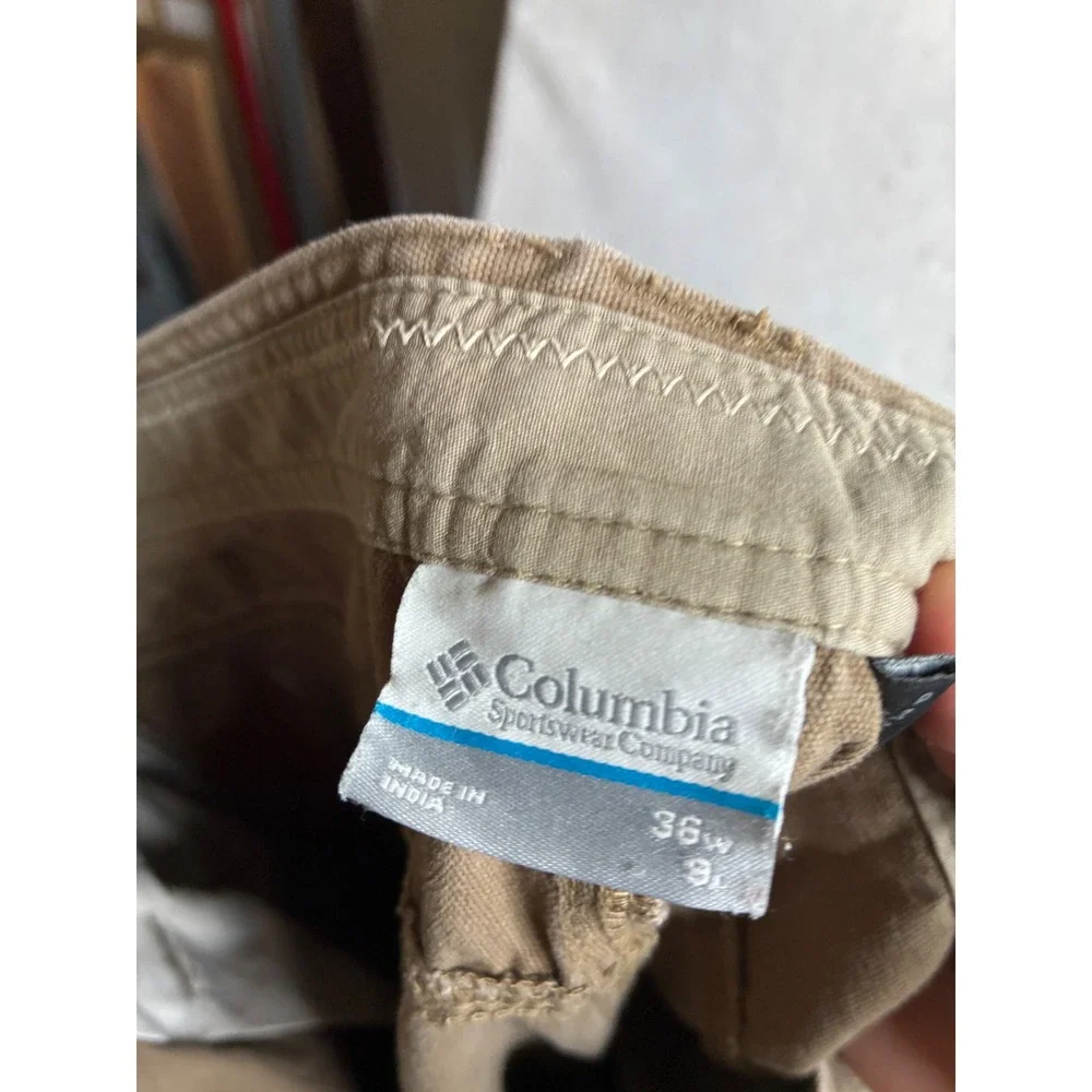 Columbia Mens Omni-Shield Cotton Canvas Cargo Shorts Tan Khaki 36W 9L AM4541